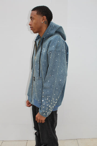 Crystal Blue Denim Zip-Up