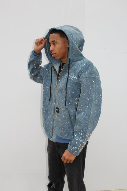 Crystal Blue Denim Zip-Up
