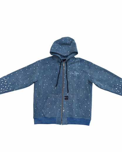 Crystal Blue Denim Zip-Up
