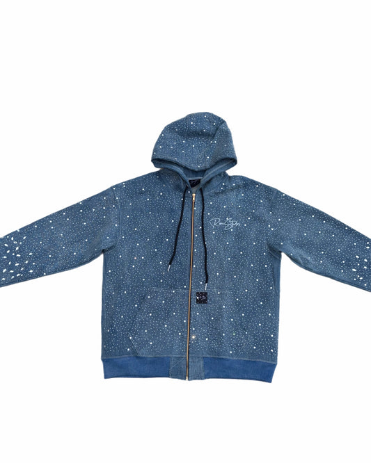 Crystal Blue Denim Zip-Up